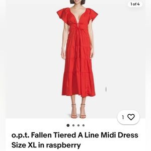 o.p.t. Fallen Tiered A Line Midi Dress Size XL in raspberry pre-owned
